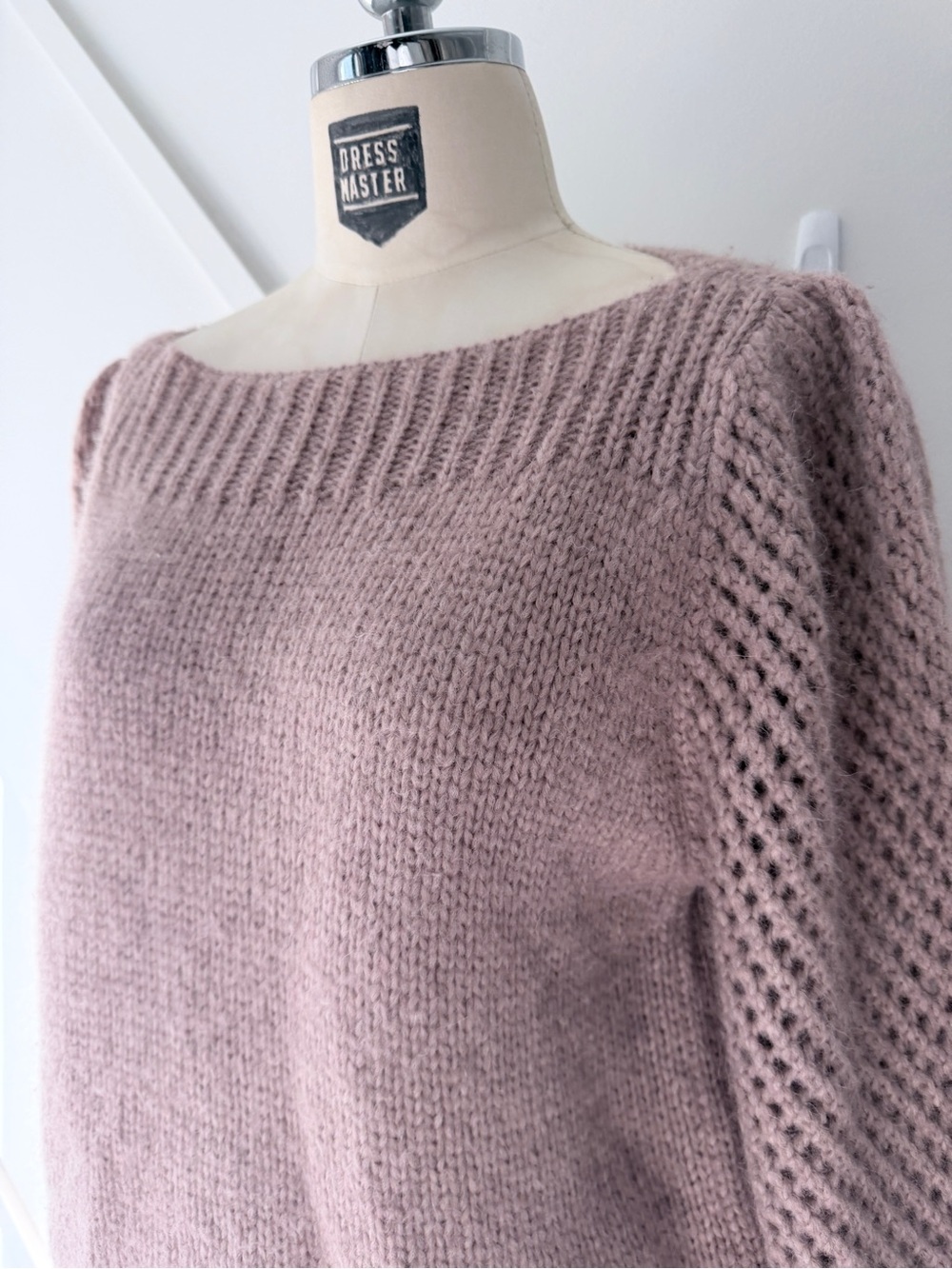 LoveShackFancy Alpaca Wool Blend Bateau Neck Crop Sweater Pink Size M - Picture 6 of 17